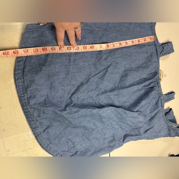 Madewell Size XXS Blue Indigo Cold Shoulder Top Tie Sleeves Linen Cotton Blend - Picture 4 of 8